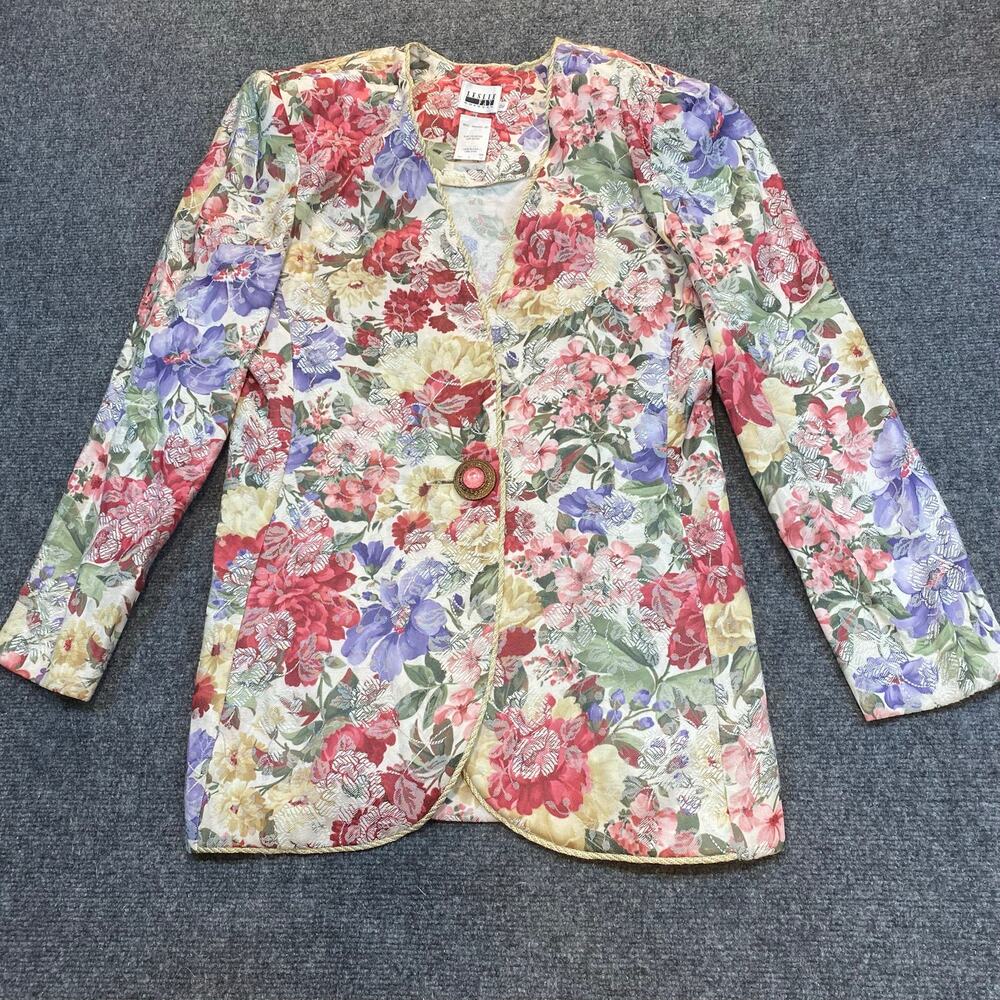 Vintage 80s Leslie Fay Floral Tapestry Blazer Jacket Cottagecore Grandmacore 12
